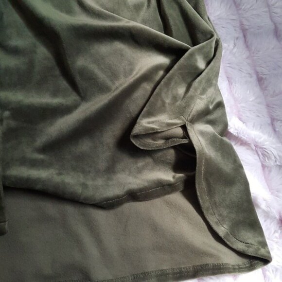 Curvy Girl By Ashley Stewart Olive Green Crushed Velvet Hilo Shirt Dress Size 3X - Picture 8 of 8